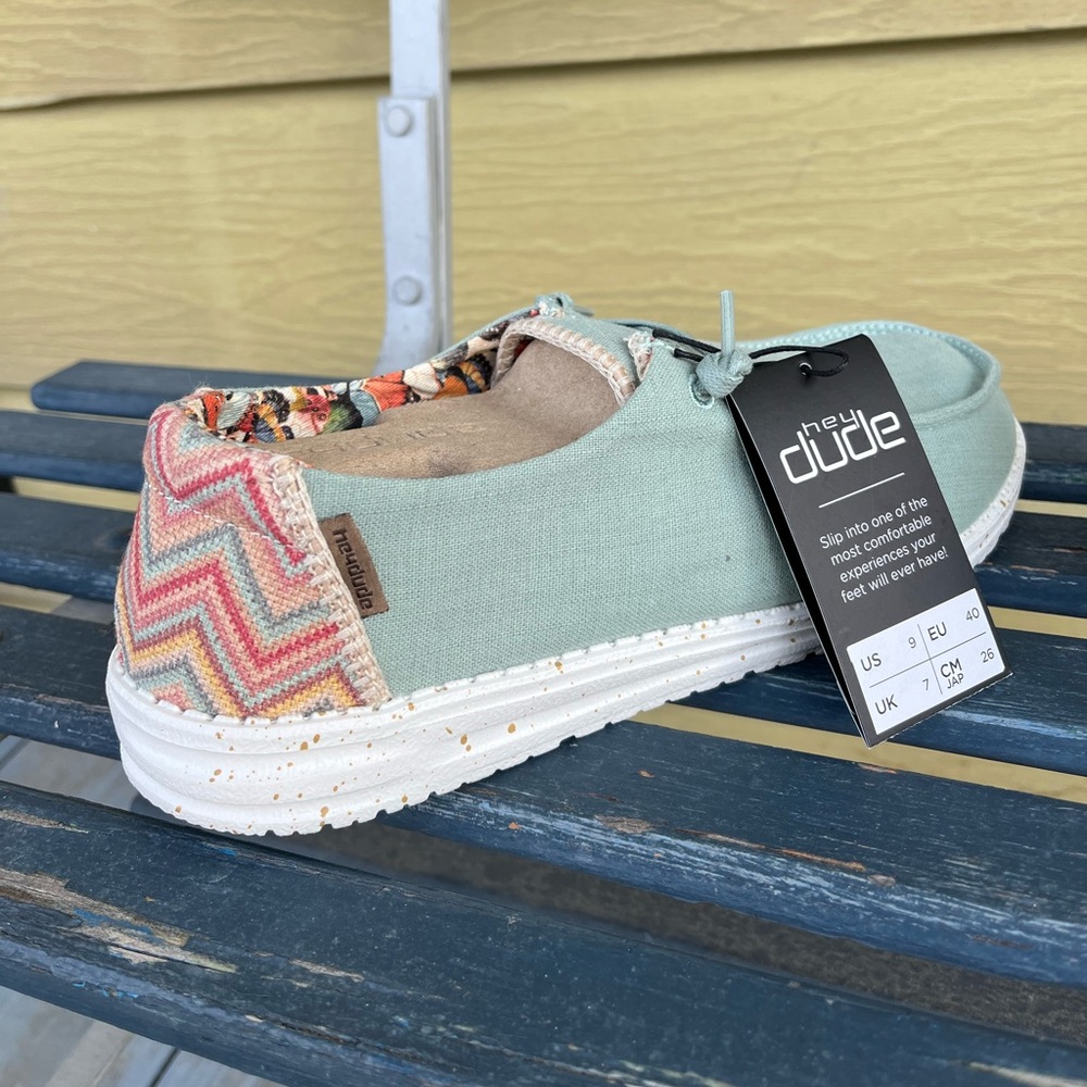 Wendy Style Hey Dudes in the color Aloe Size Women’s US 9